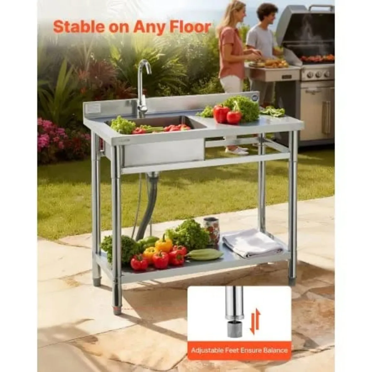 Stainless Steel Utility Sink, Free Standing Single - Image 4