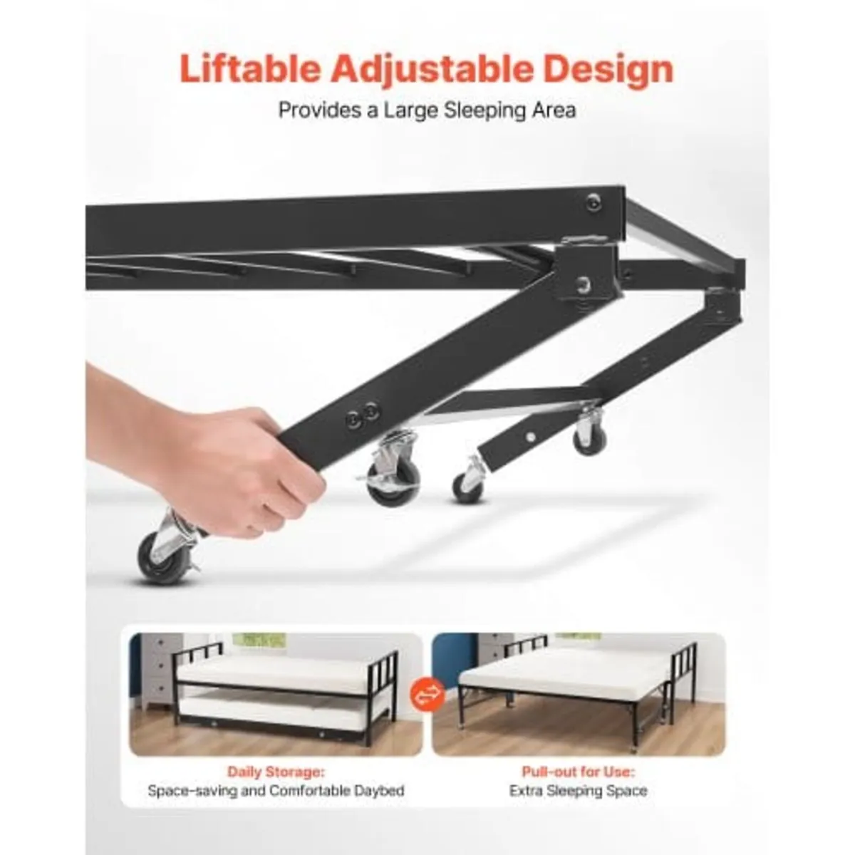 Twin Size Daybed Frame, Day Bed with Trundle, Heav - Image 4