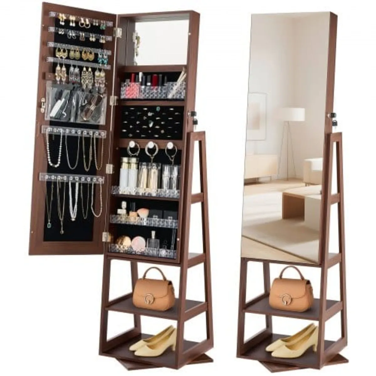 360° Swivel Jewelry Cabinet, 1550 mm Tall, Full-Le - Image 1