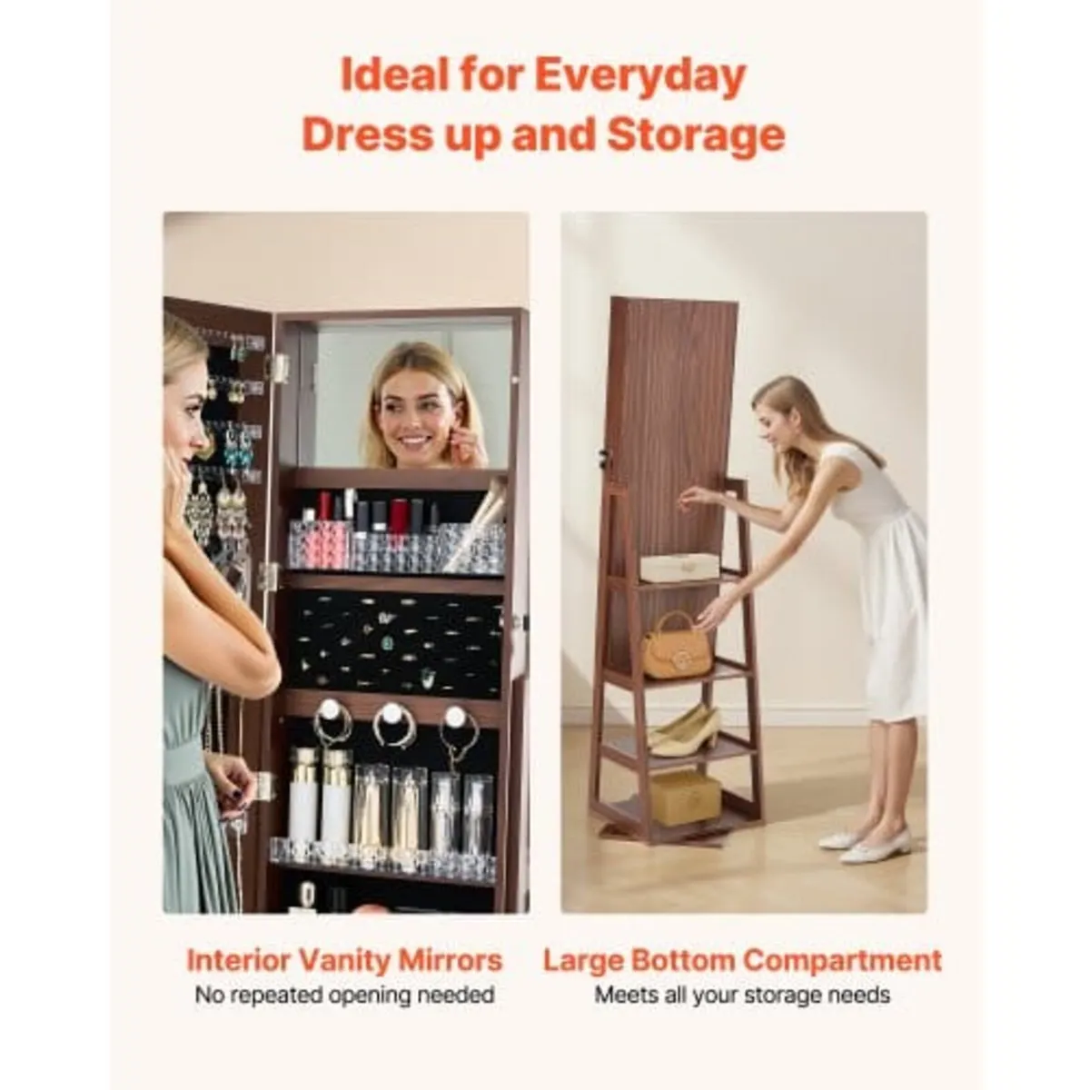 360° Swivel Jewelry Cabinet, 1550 mm Tall, Full-Le - Image 4