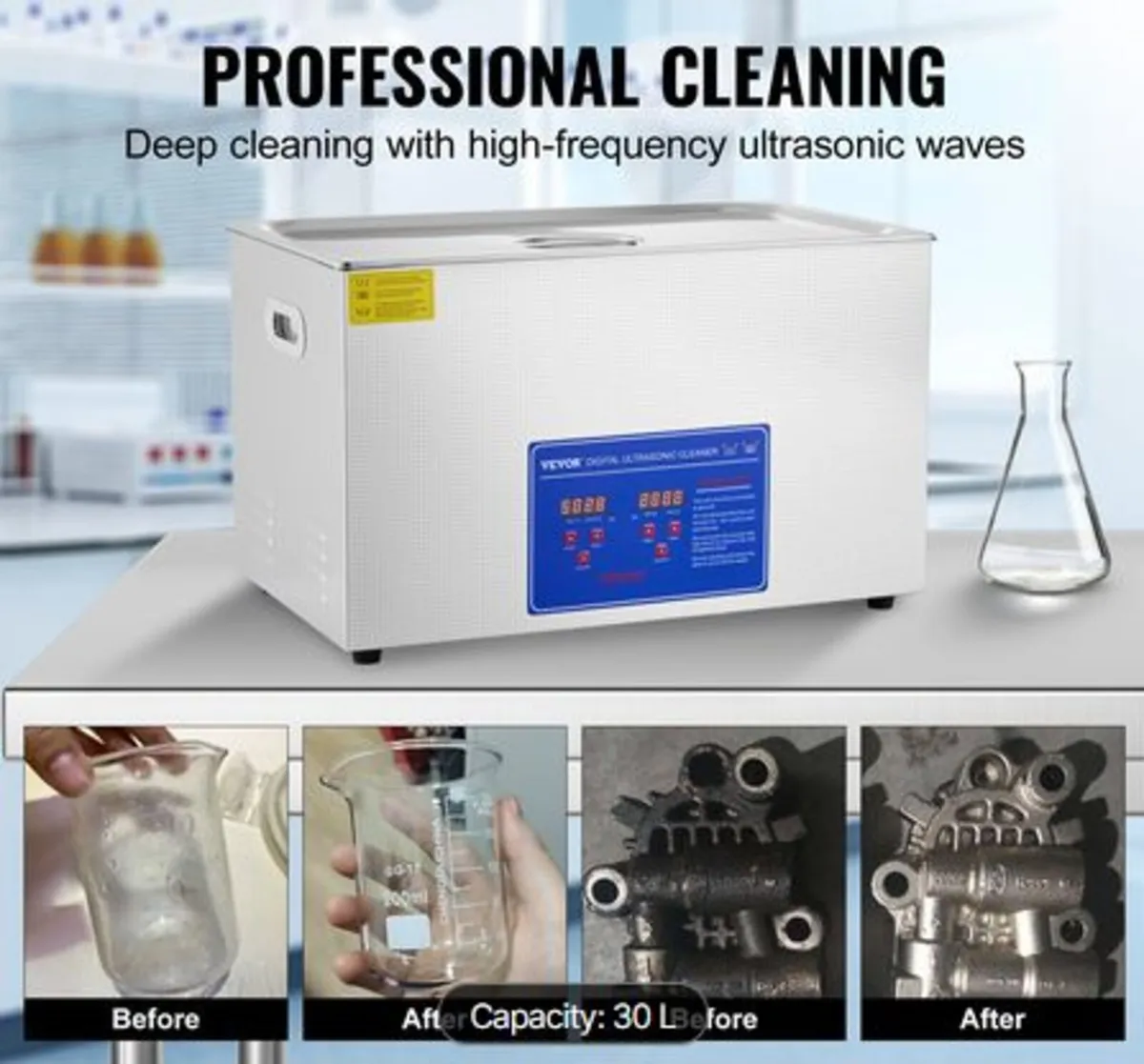 Professional Ultrasonic Cleaner, 30 L Ultrasonic - Image 3