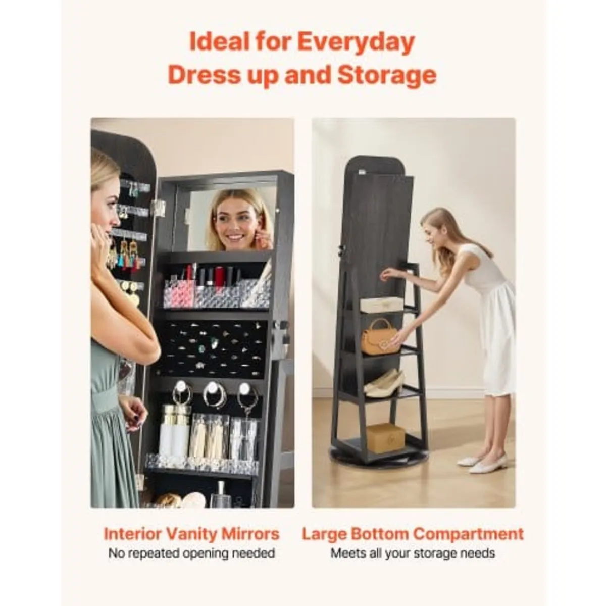 360° Swivel Jewelry Cabinet, 1600 mm Tall, Full-Le - Image 4