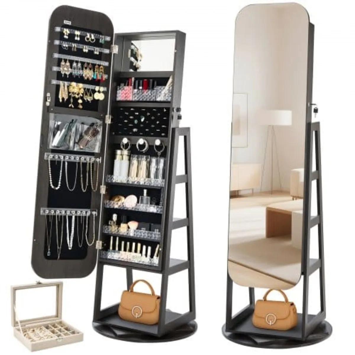 360° Swivel Jewelry Cabinet, 1600 mm Tall, Full-Le - Image 1