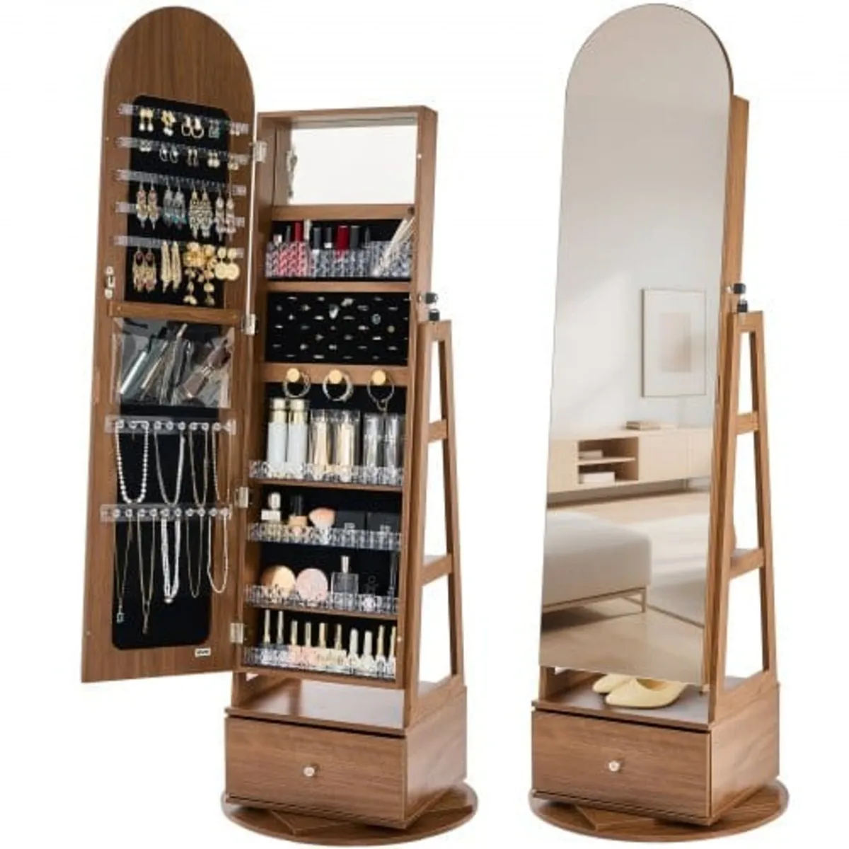 360° Swivel Jewelry Cabinet, 1655 mm Tall, Full-Le - Image 1