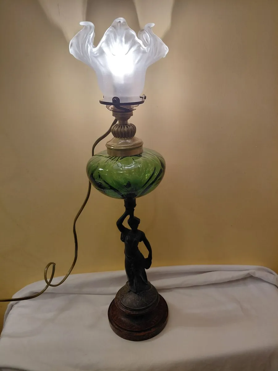 Antique Victorian Oil Lamp Converted to Electric - Image 1