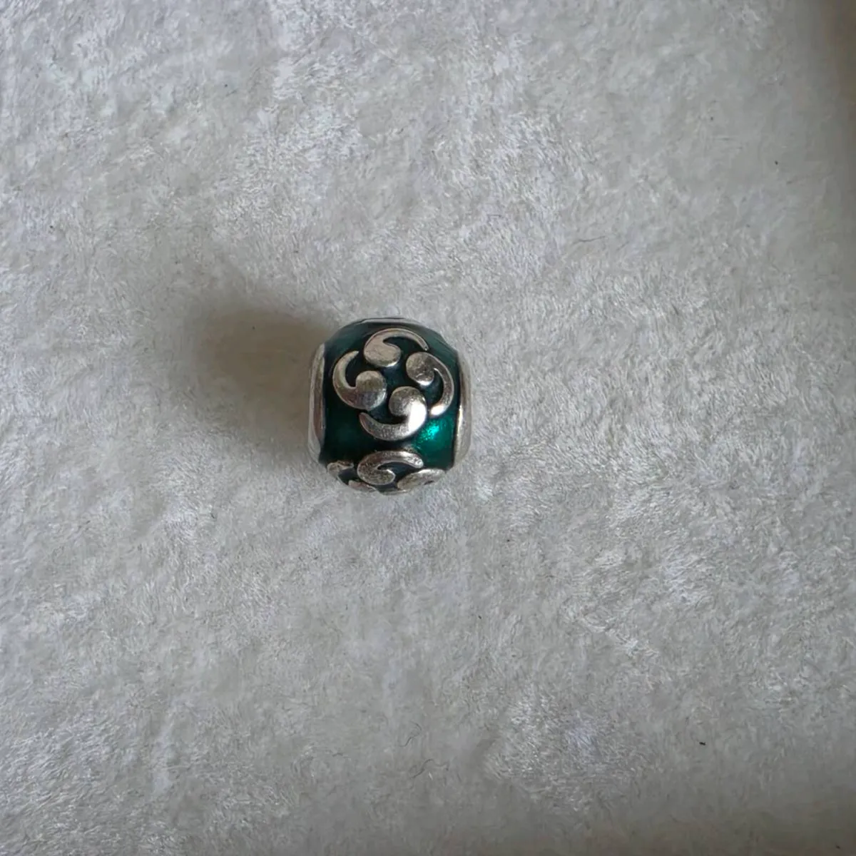 Pandora sterling silver teal/turquoise enamel zen - Image 1