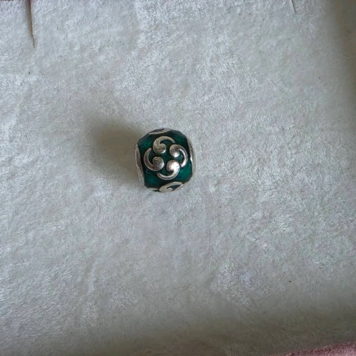 Pandora sterling silver teal/turquoise enamel zen - Image 2