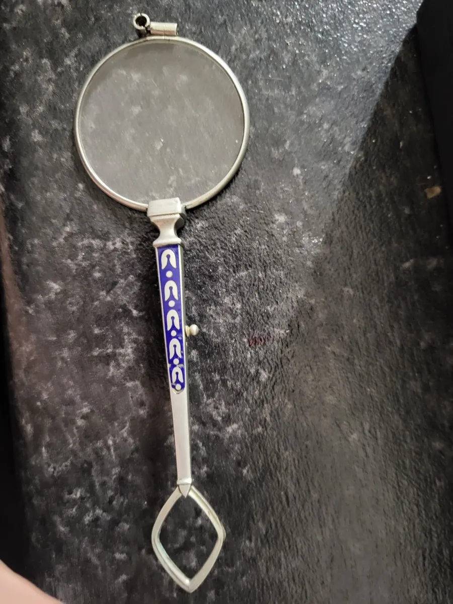 Art Deco Platinin & Enamel Lorgnette (Eye Glasses