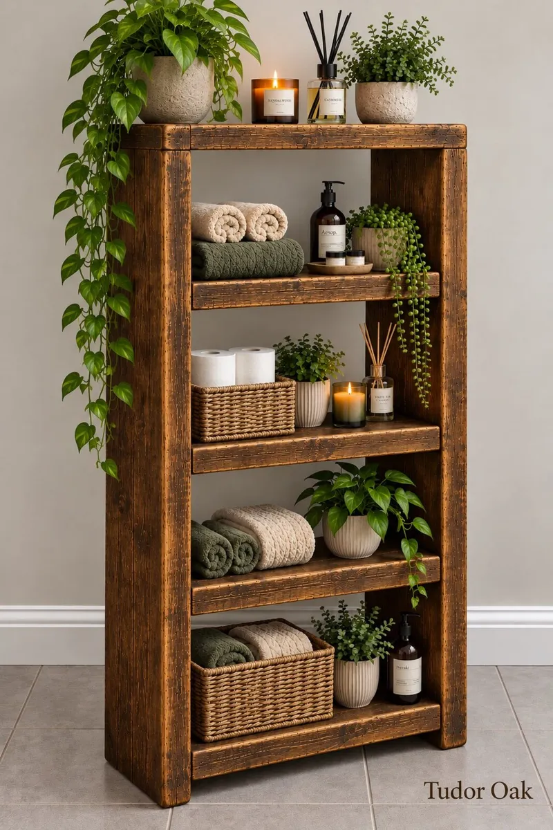 Handmade Rustic Bathroom Tall Shelving Unit - Image 3