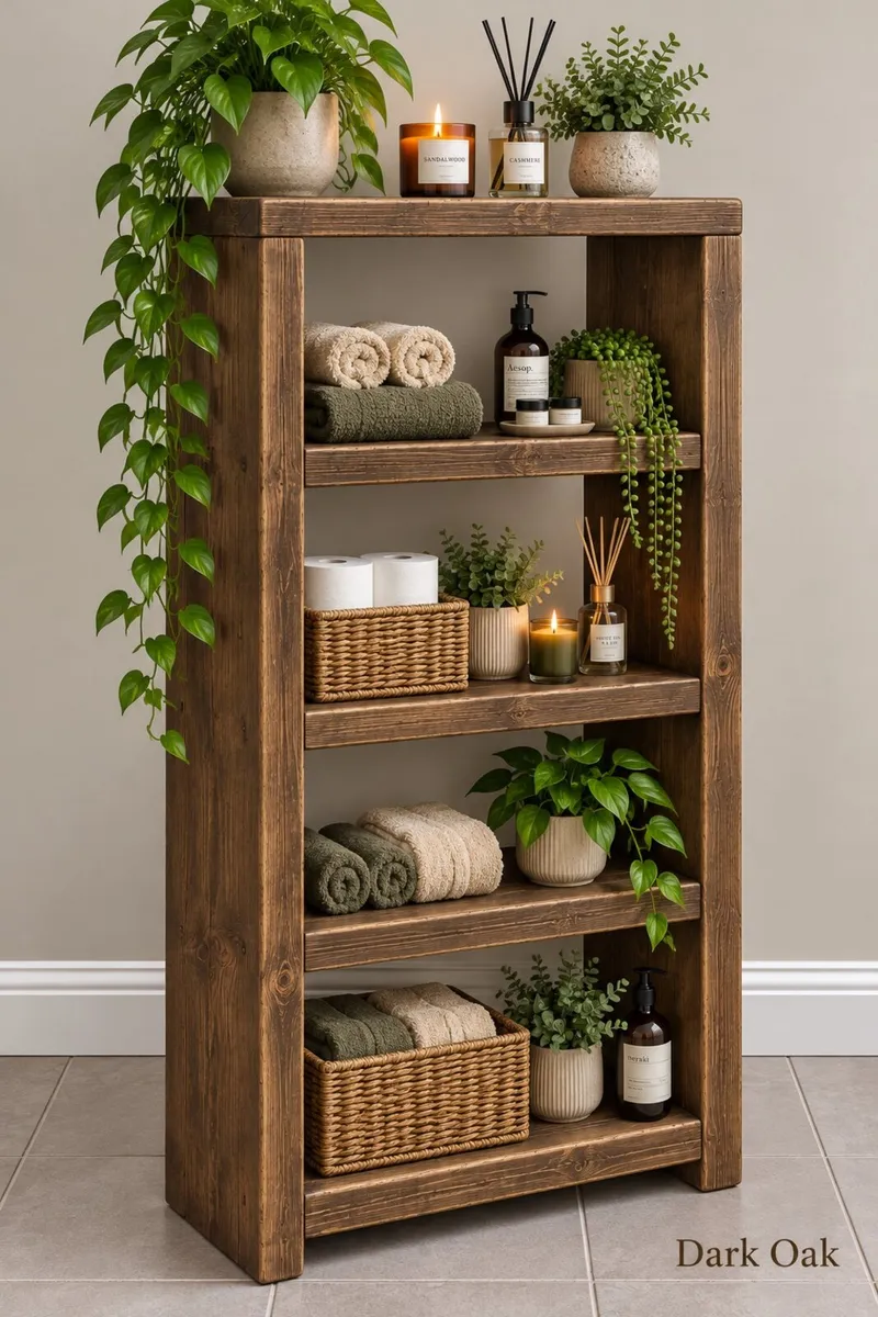 Handmade Rustic Bathroom Tall Shelving Unit - Image 4