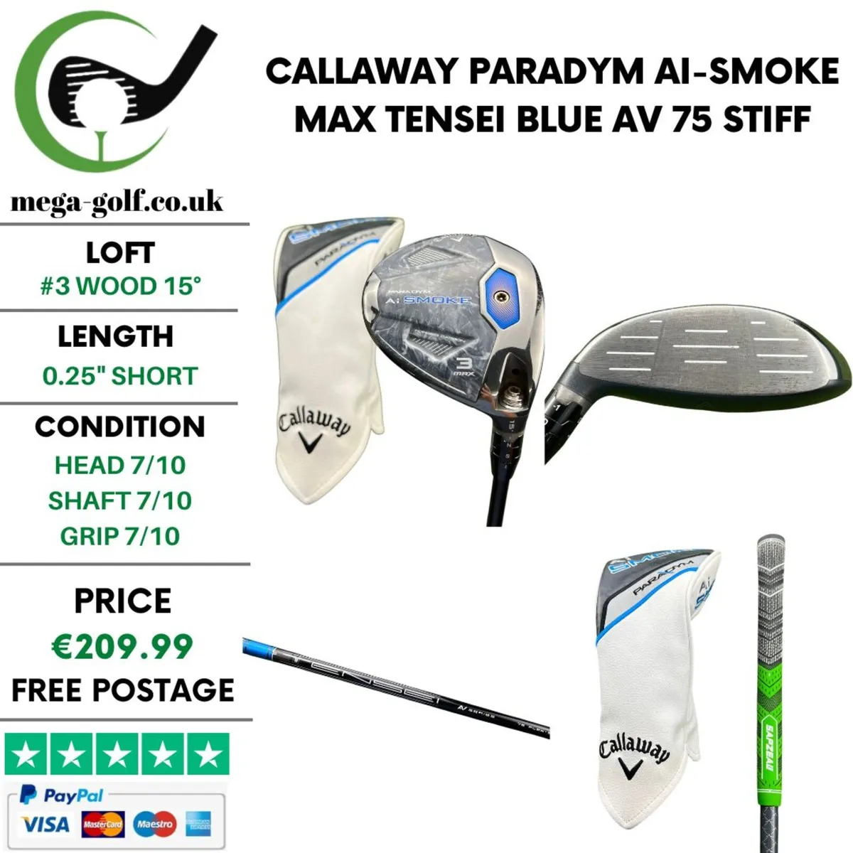 Callaway Paradym Ai-Smoke Max #3 Wood 15° / Stiff - Image 1