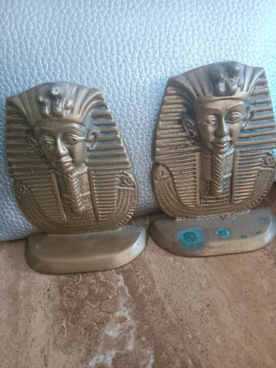 Two solid brass Egyptian book ends