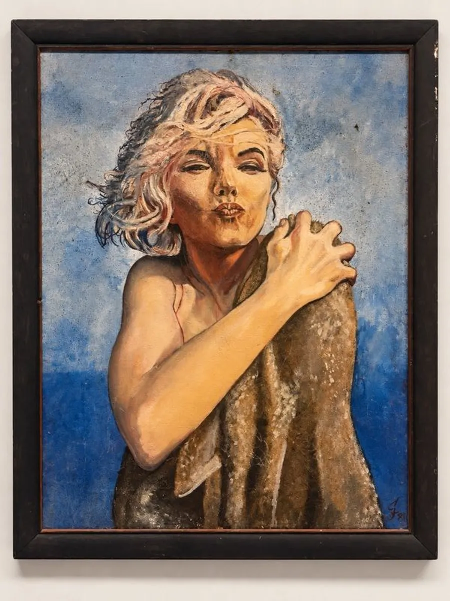 Marilyn Monroe Painting Signed & Framed Hollywood Glamour - Image 1