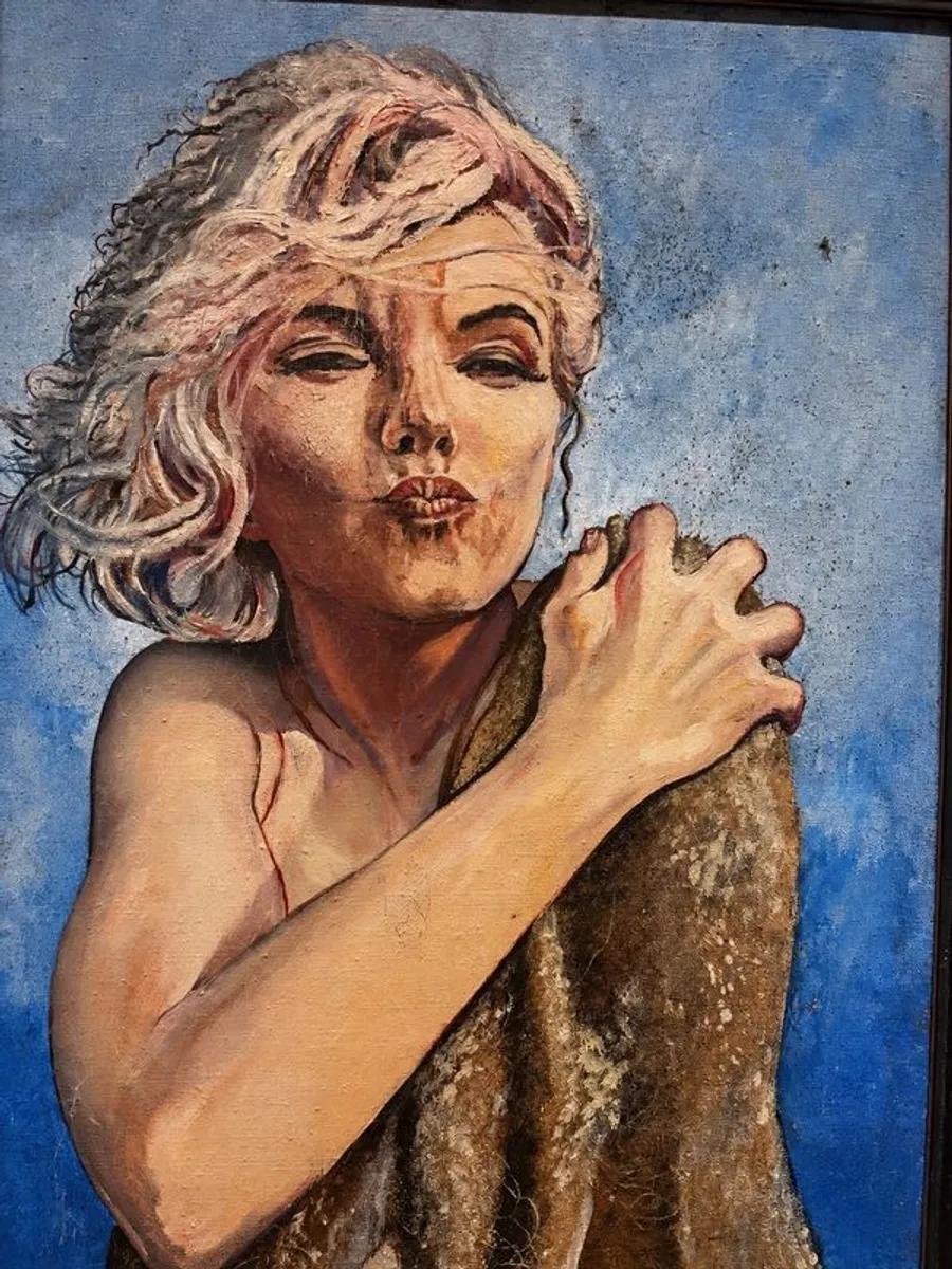 Marilyn Monroe Painting Signed & Framed Hollywood Glamour - Image 2