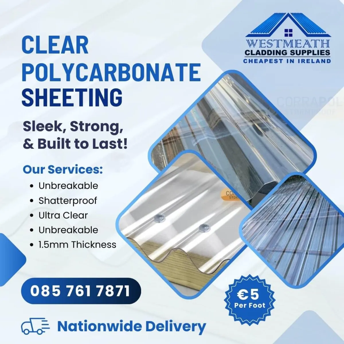 Clear polycarbonate unbreakable sheet - Image 1
