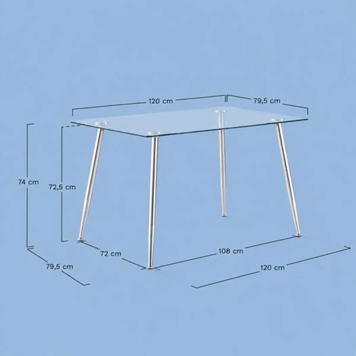 Modern Glass Table with Chrome Steel Frame - Image 3