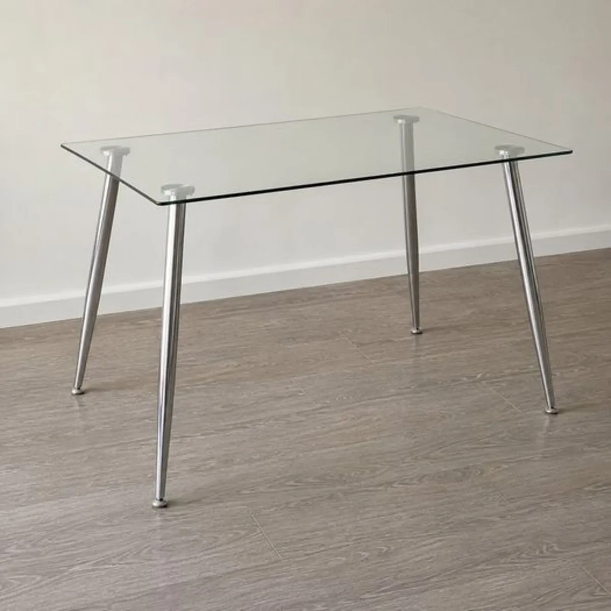 Modern Glass Table with Chrome Steel Frame - Image 2