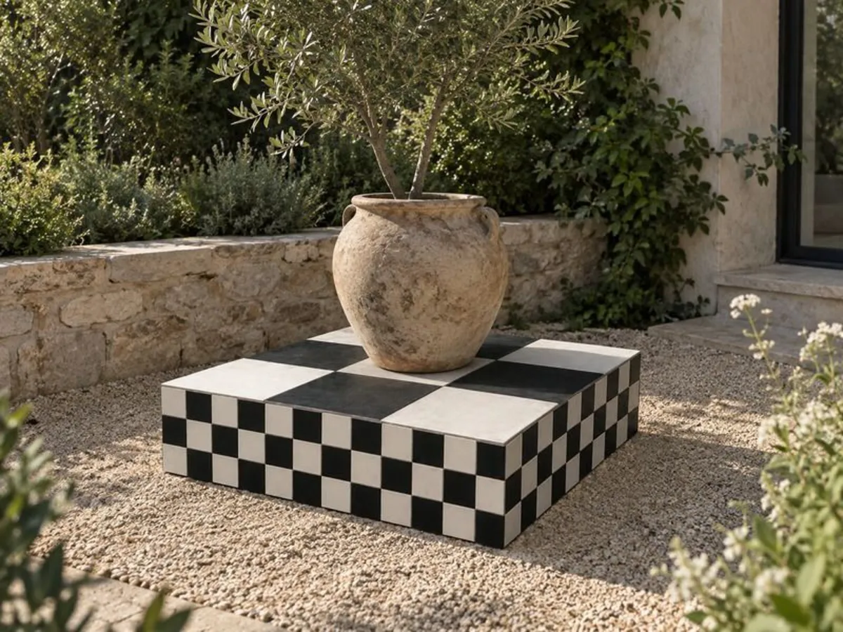 Black & White Checkerboard Plinth Display Pedestal - Image 2