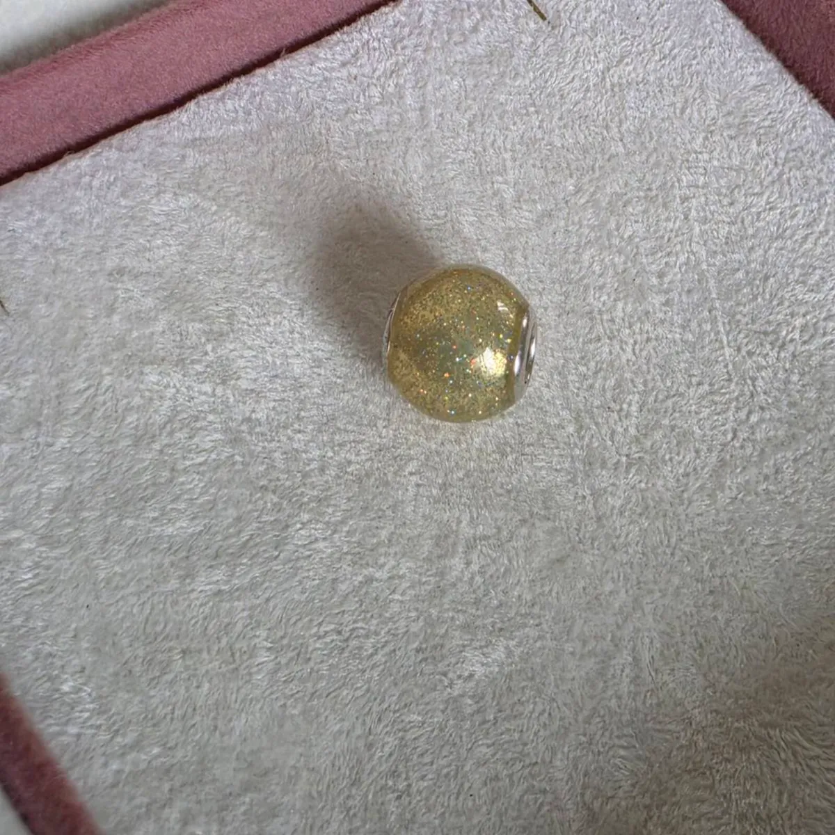 Pandora shimmering gold glitter glass bead charm - Image 1