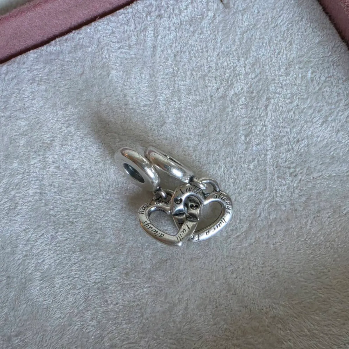 PANDORA LINKED SISTER HEARTS SPLIT DANGLE CHARM - Image 1