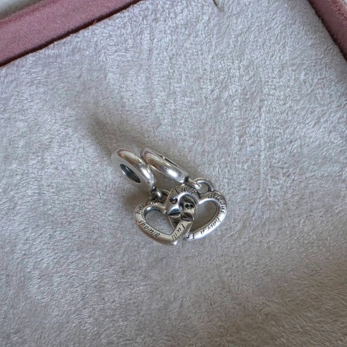PANDORA LINKED SISTER HEARTS SPLIT DANGLE CHARM - Image 3