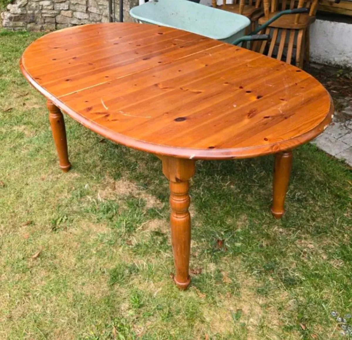 5Ft+ Oval Extendable Pine Kitchen Dining Table - Image 2