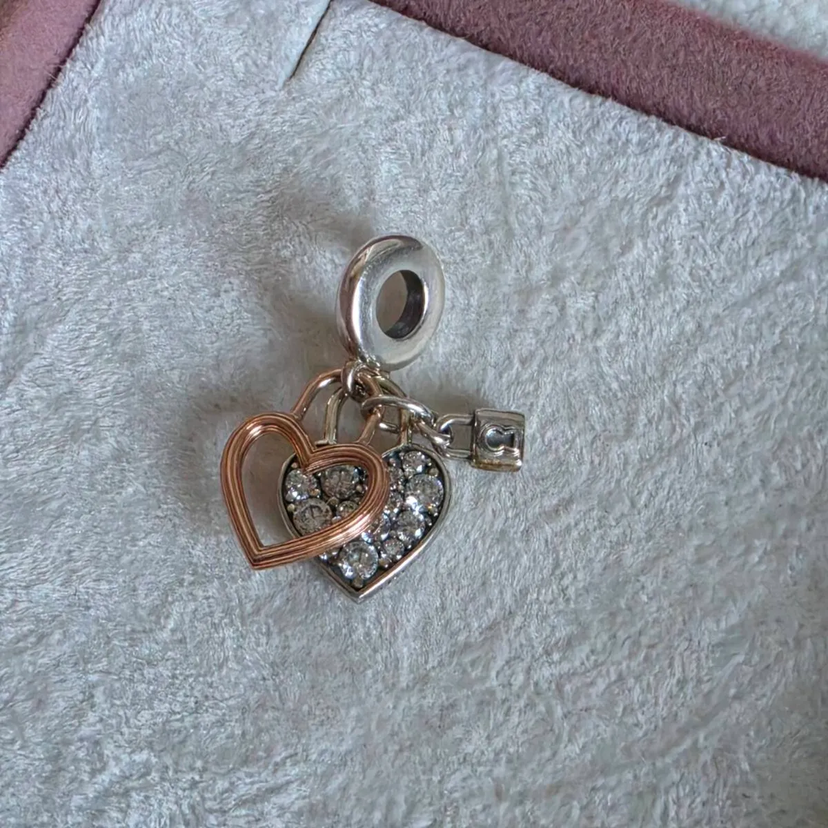 Pandora heart Padlock double dangle charm - Image 1