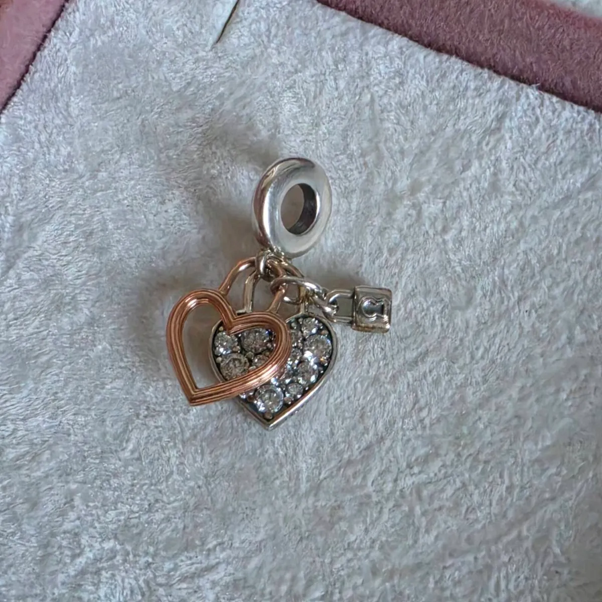 Pandora heart Padlock double dangle charm - Image 2