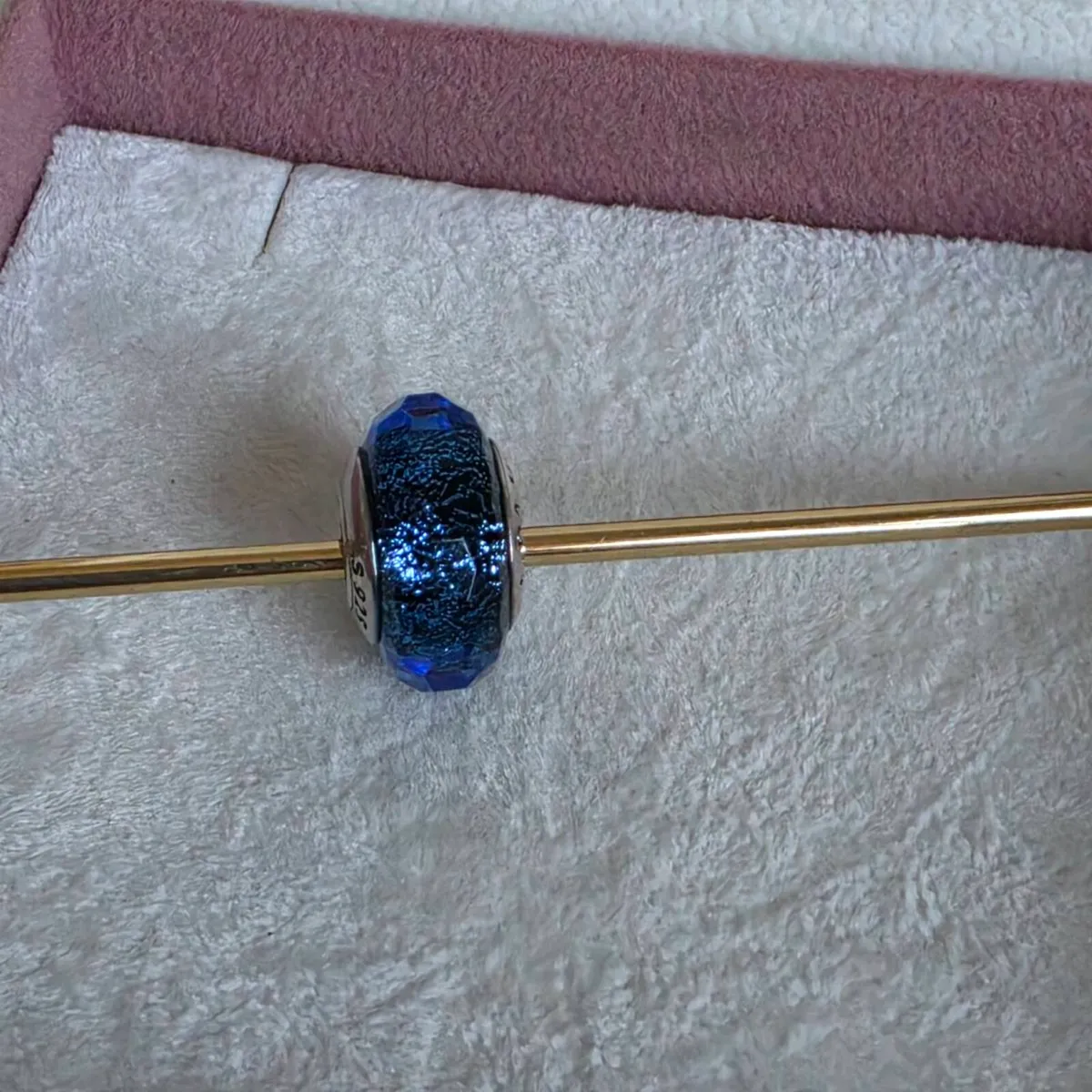 Pandora faceted iridescent blue murano glass charm - Image 1