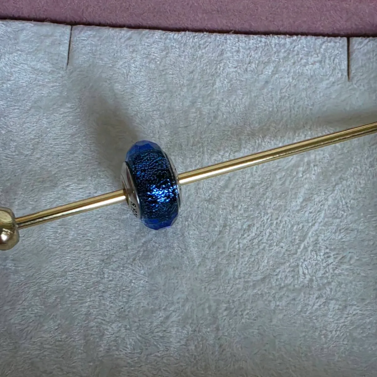 Pandora faceted iridescent blue murano glass charm - Image 2