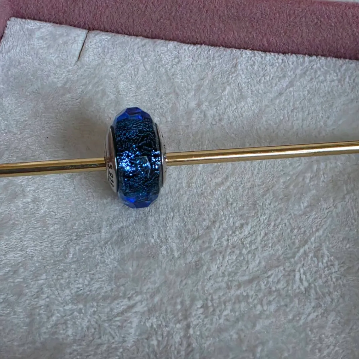 Pandora faceted iridescent blue murano glass charm - Image 3