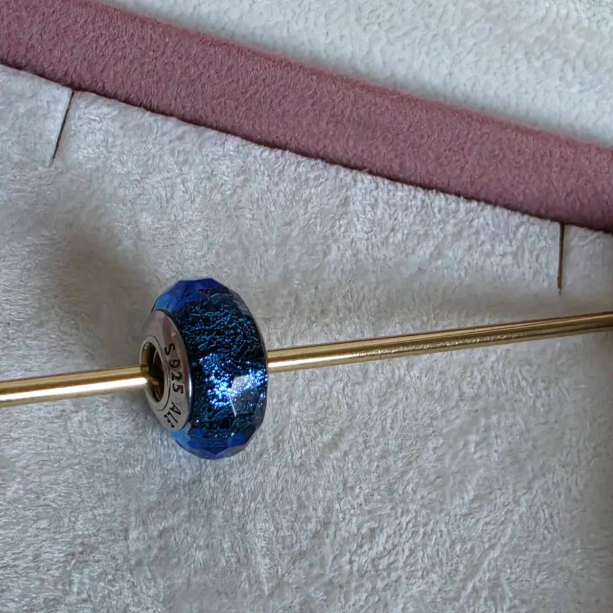 Pandora faceted iridescent blue murano glass charm - Image 4
