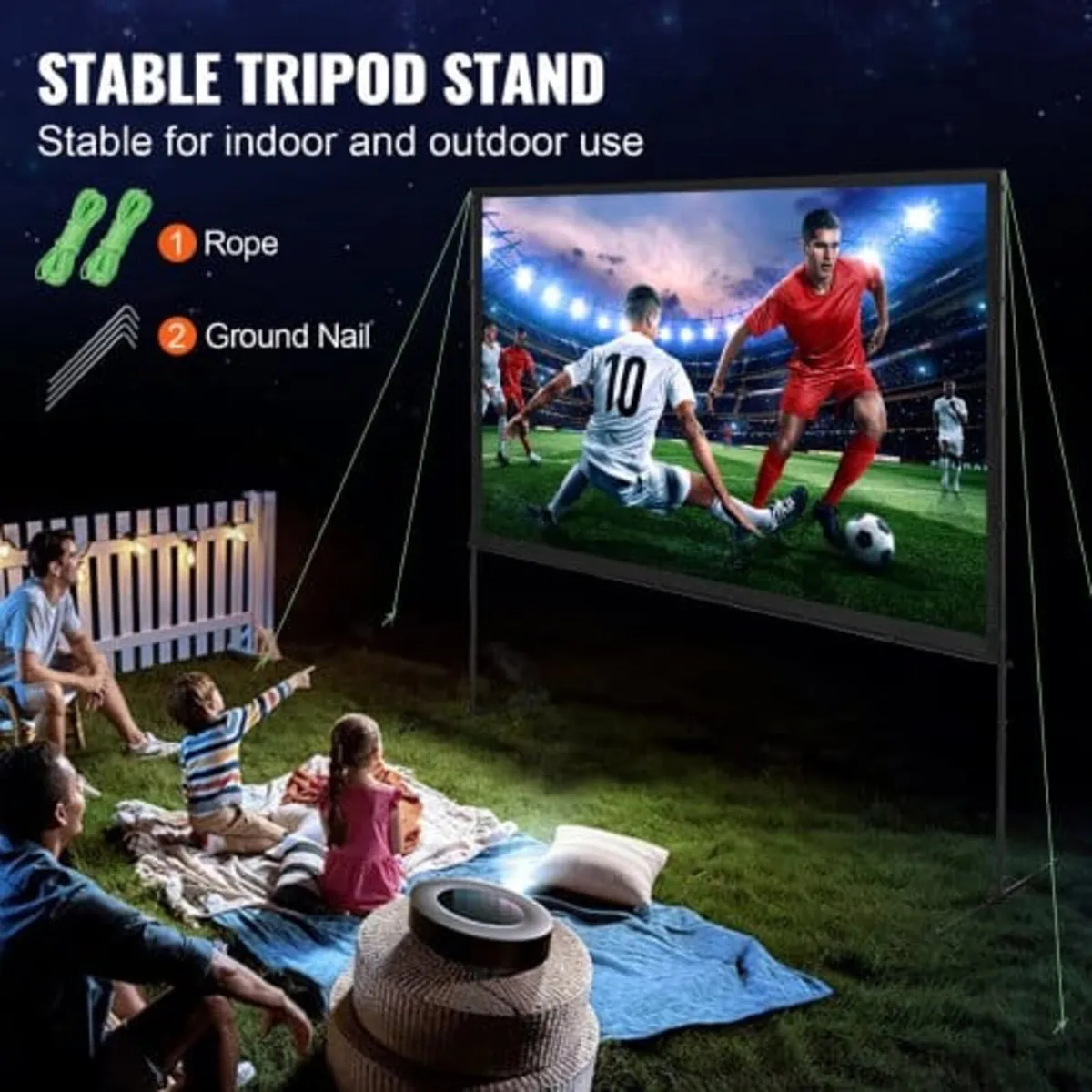 Projector Screen with Stand, 100 inch 16:9 4K 1080 - Image 4