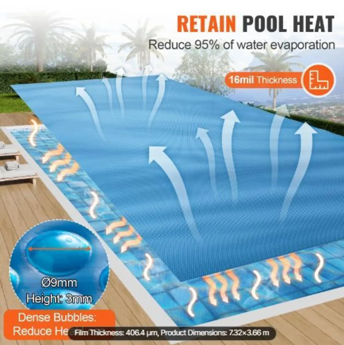 Solar Pool Cover, 24 x 12 ft Rectangle - Image 2