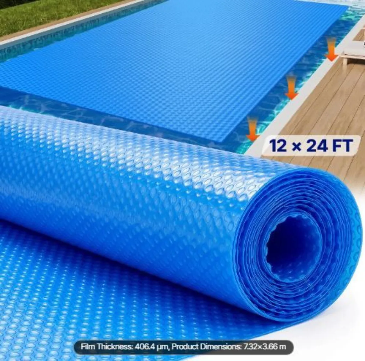 Solar Pool Cover, 24 x 12 ft Rectangle - Image 1