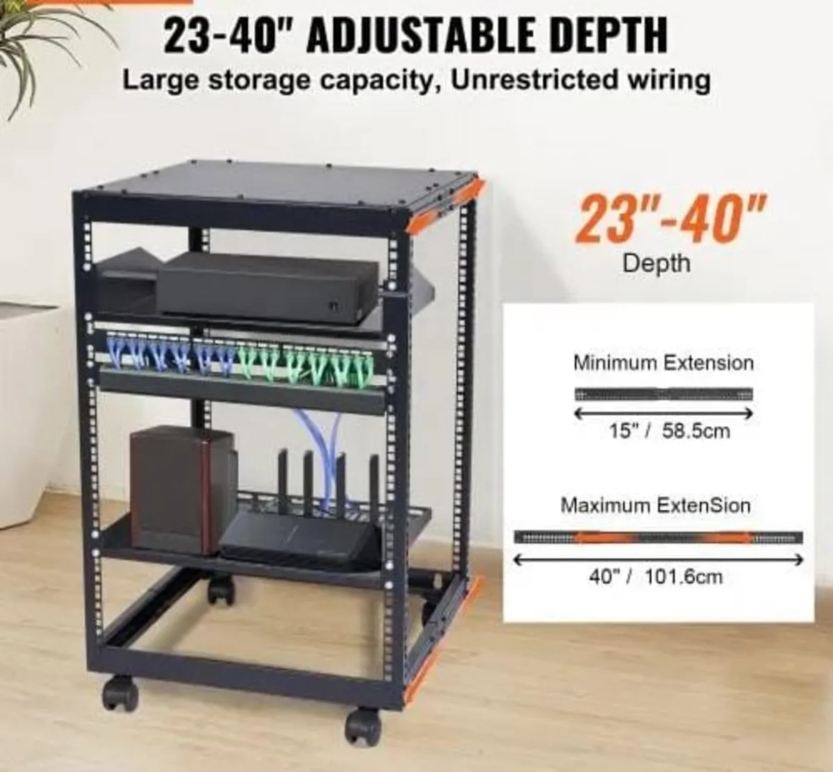 15U Open Frame Server Rack, 58.5-101.6cm/23-40 in - Image 4