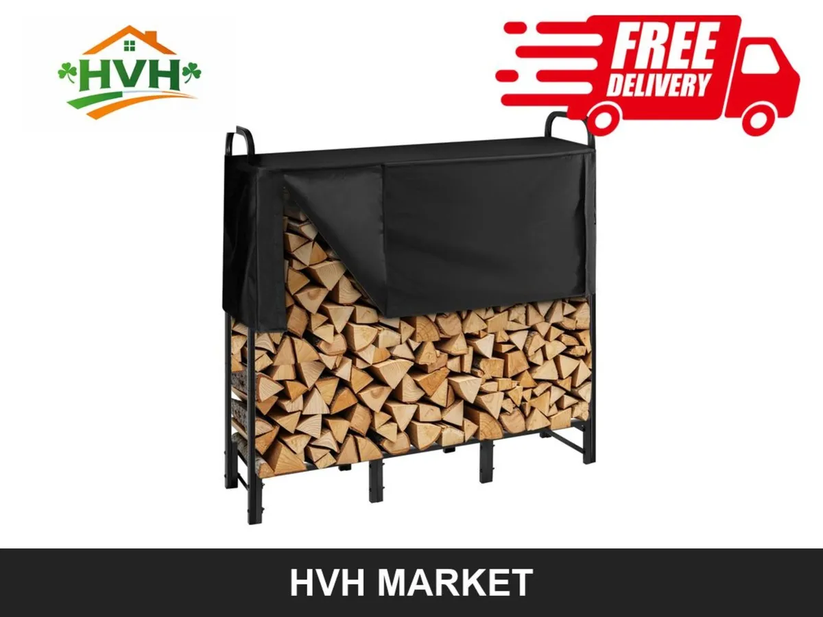 Firewood Rack with Waterproof Cover 122cm - Image 1