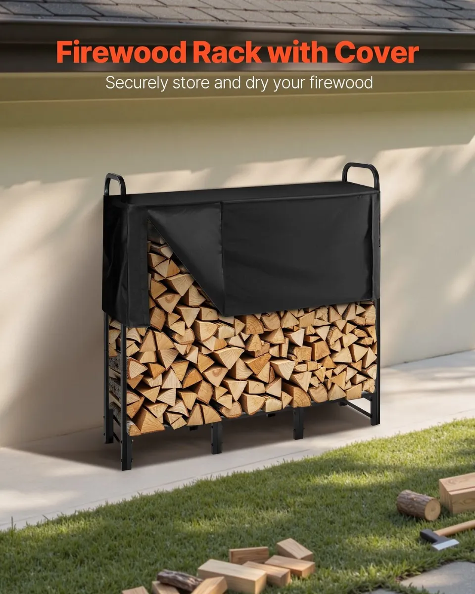 Firewood Rack with Waterproof Cover 122cm - Image 2