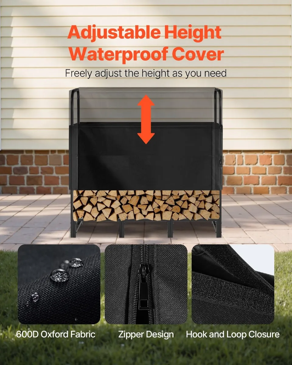 Firewood Rack with Waterproof Cover 122cm - Image 4