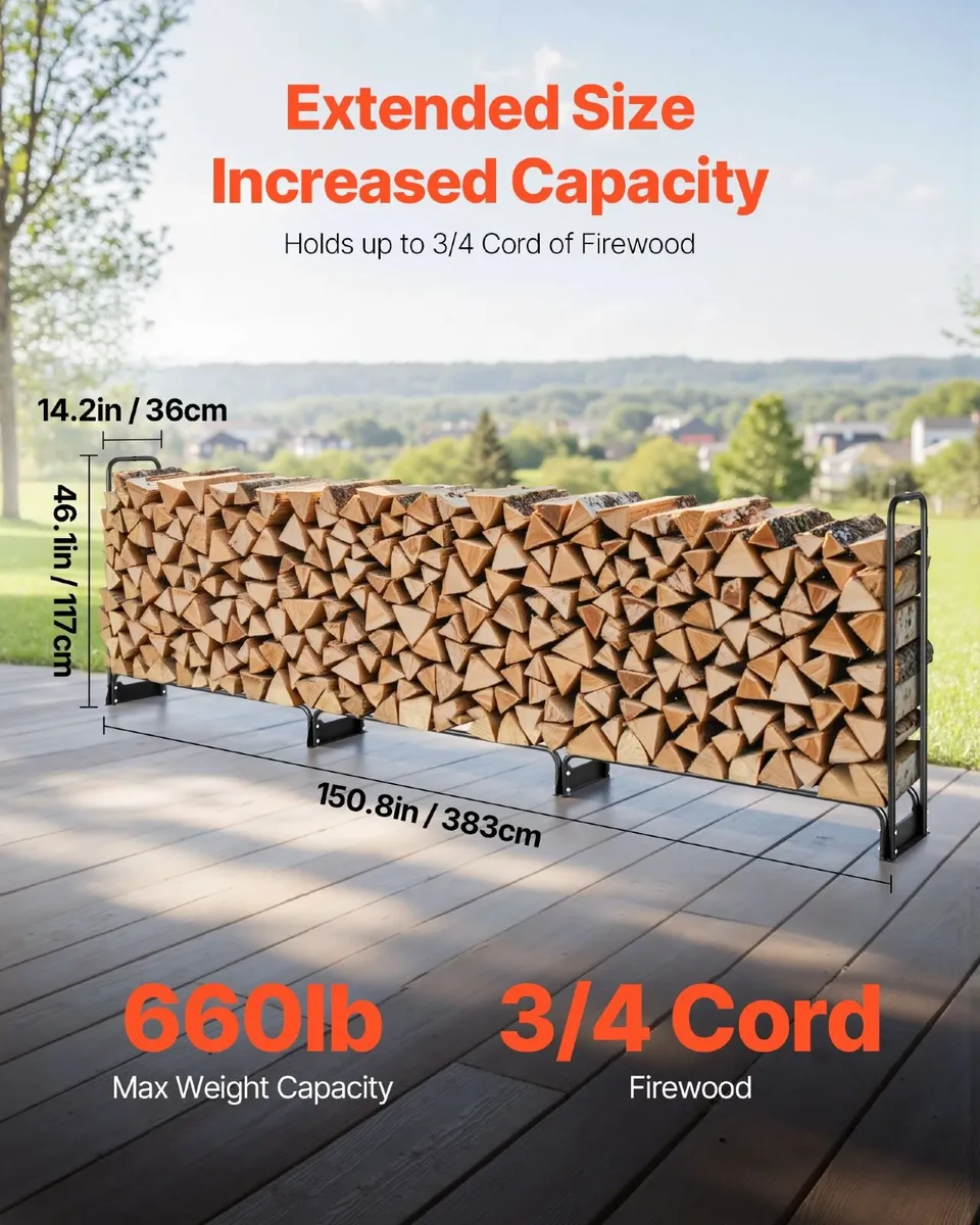 3.86m Firewood Rack with Waterproof Cover - Image 3