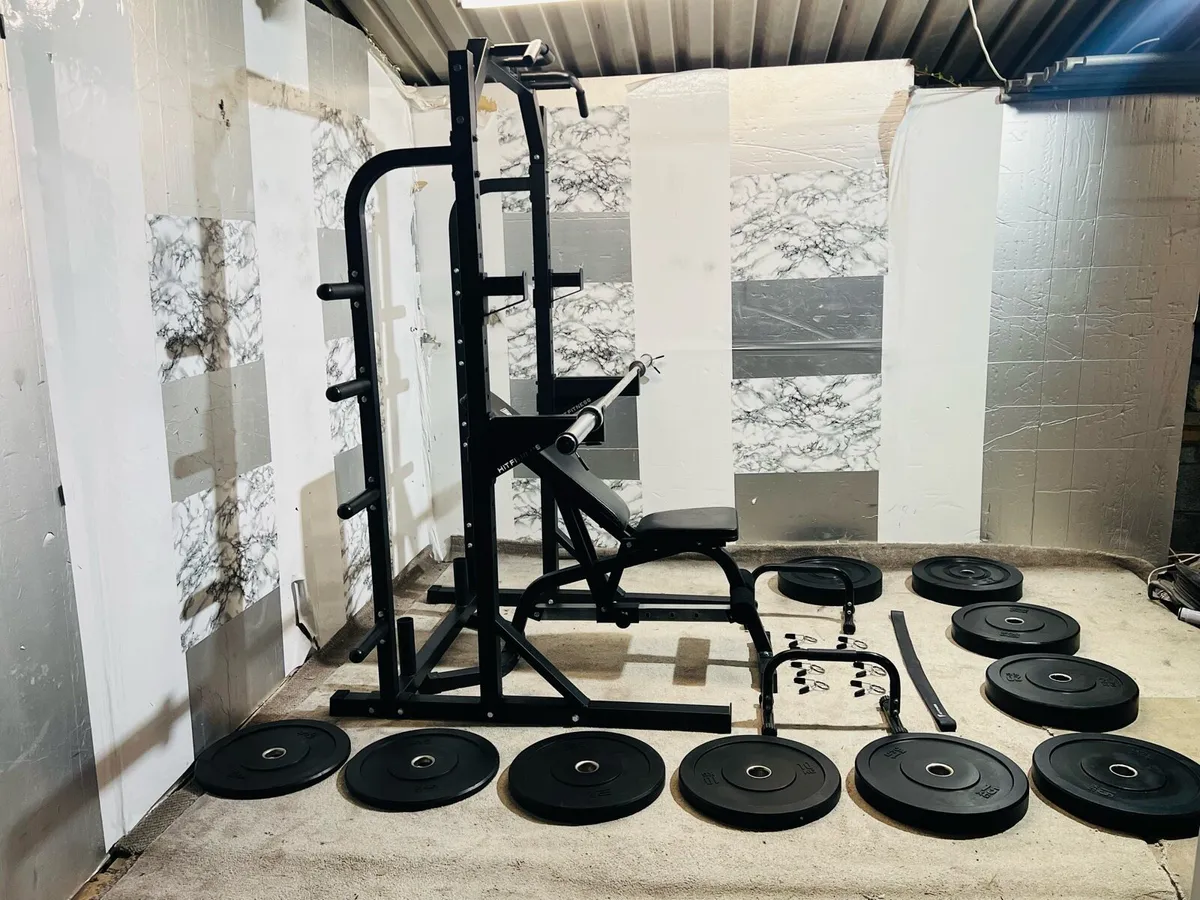 170KG BARBELL SET COMMERCIAL HALF RACK BENCH + - Image 3