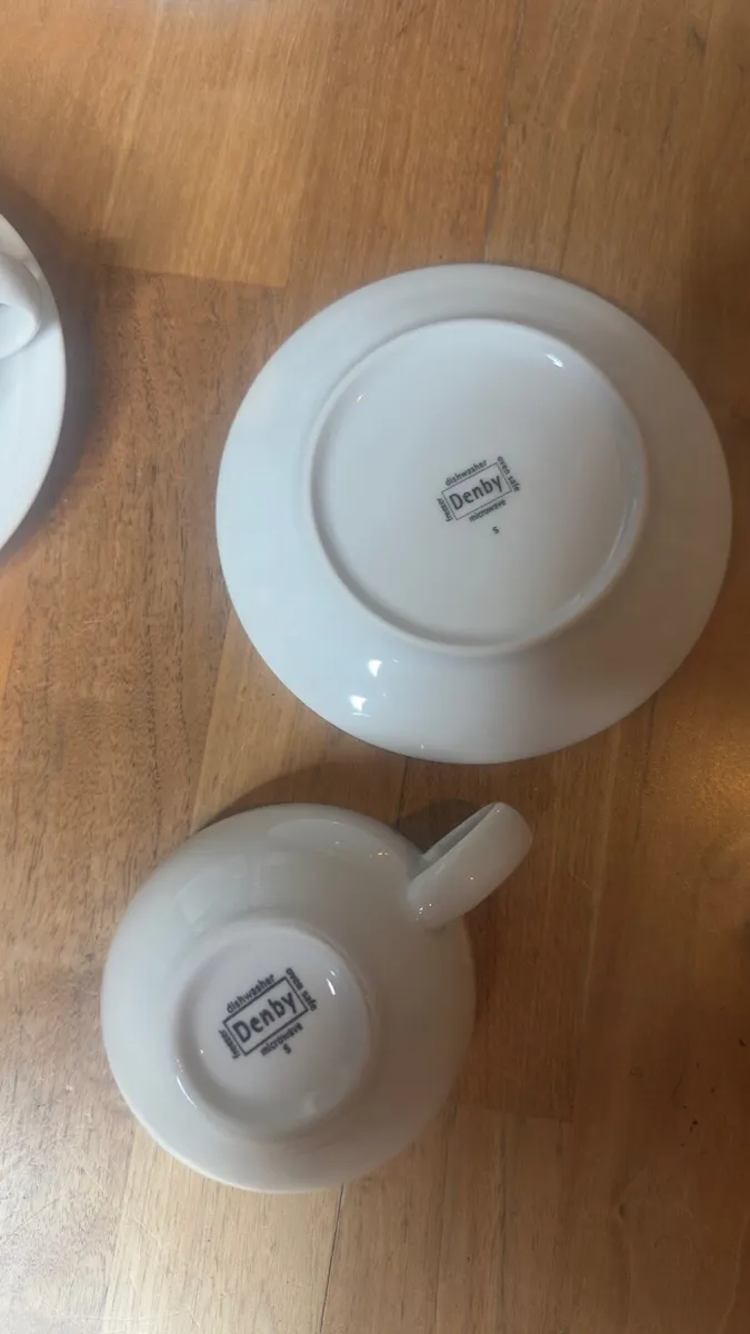 Denby White Cappuccino Cups & Saucers – Set of 4 - Image 3