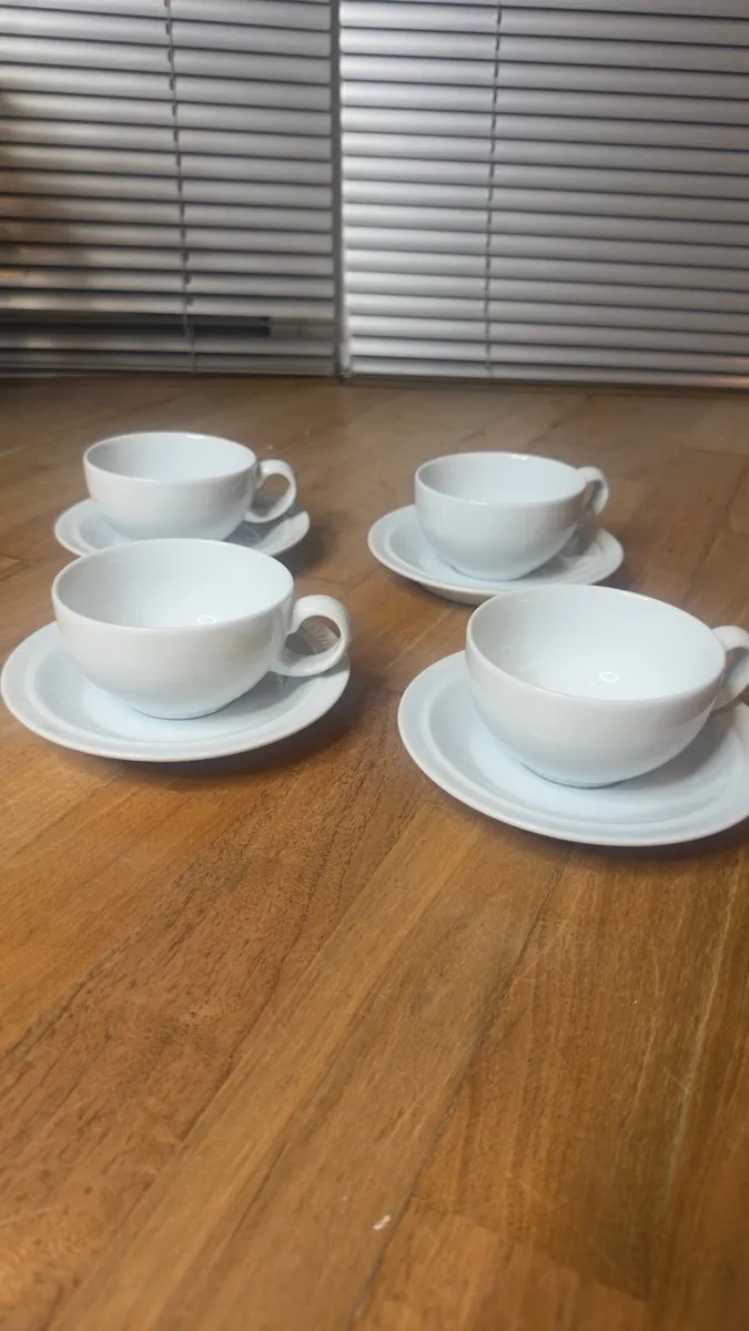 Denby White Cappuccino Cups & Saucers – Set of 4 - Image 1