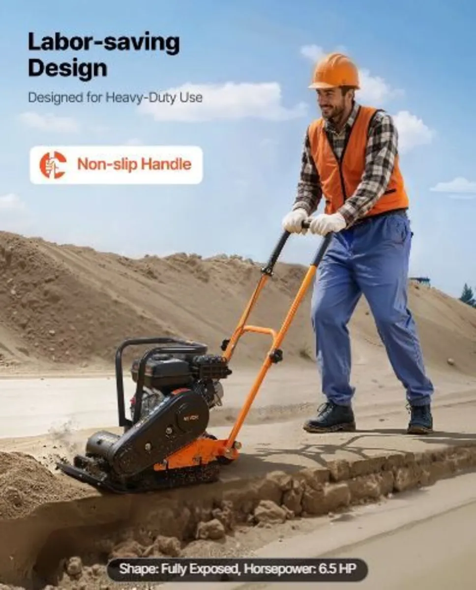 Plate Compactor, 6.5 HP 196CC Gas Engine - Image 2