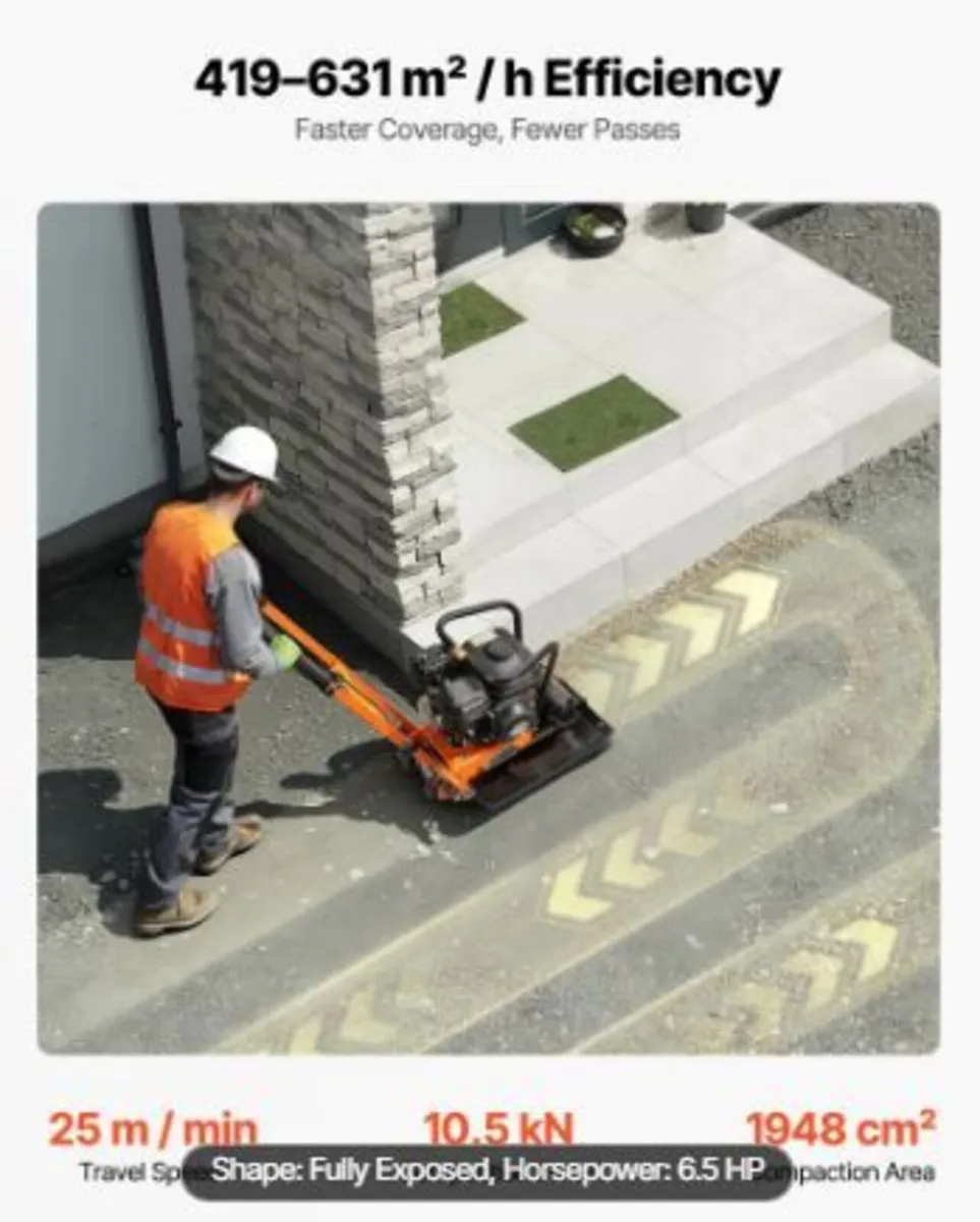 Plate Compactor, 6.5 HP 196CC Gas Engine - Image 4