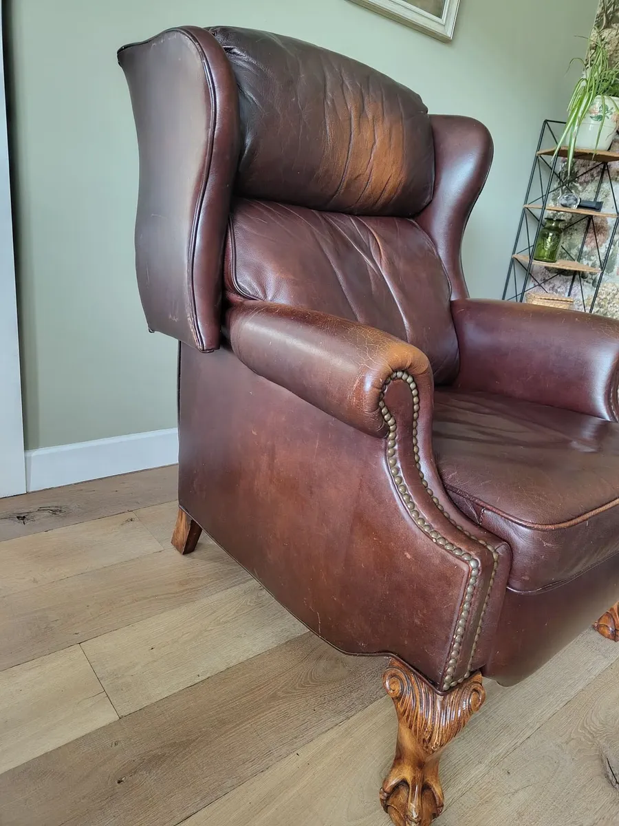 Elegant brown leather full recliner - Image 3