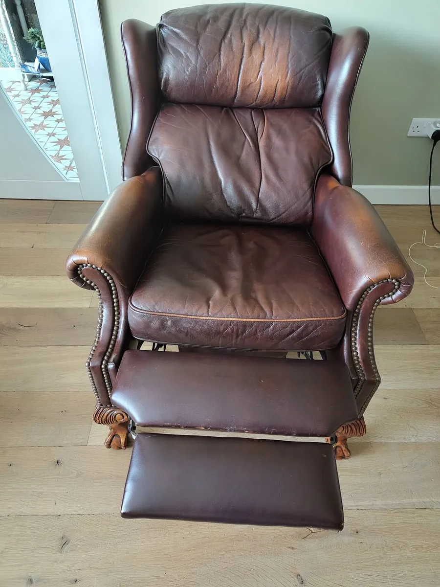 Elegant brown leather full recliner - Image 4