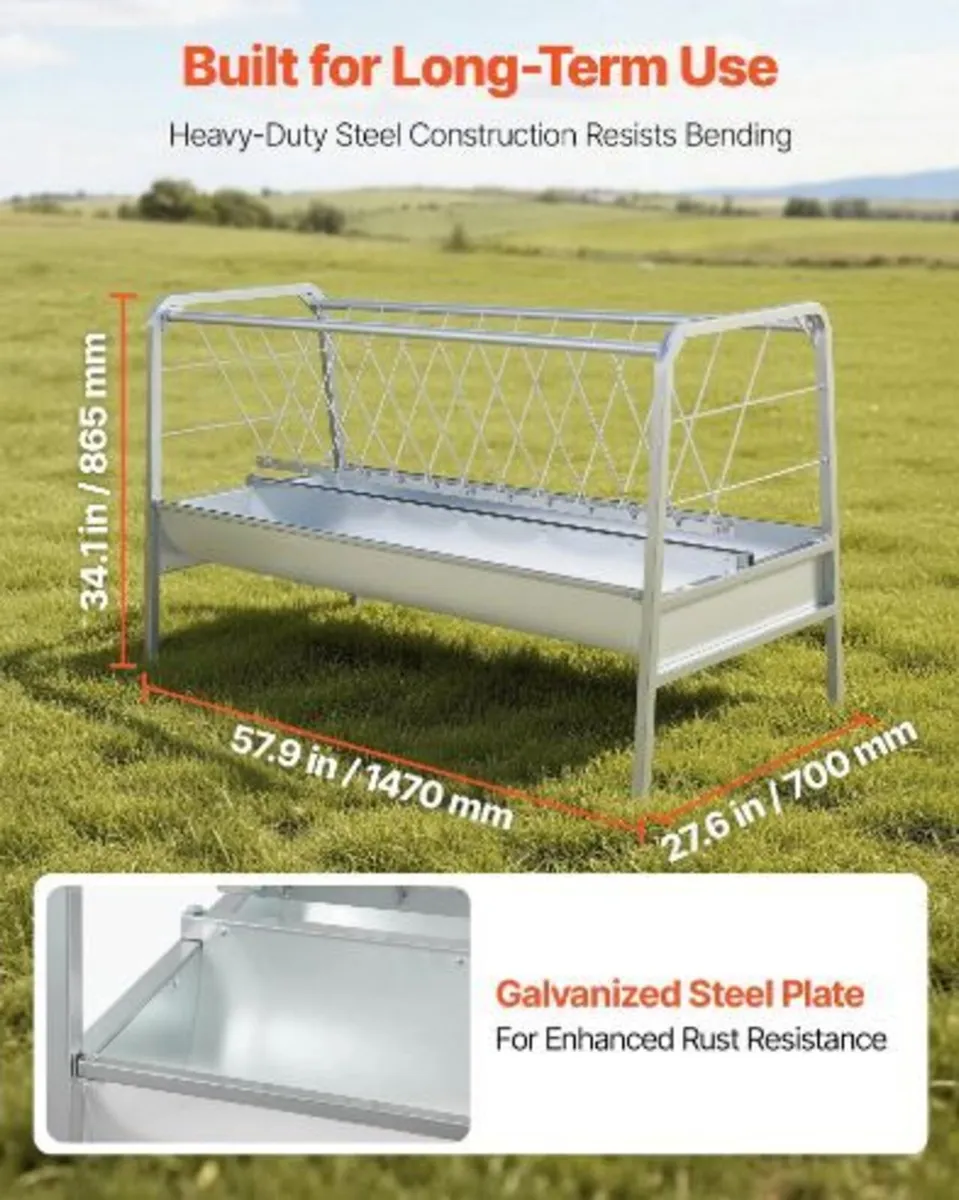Livestock Hay Feeder, 2 in 1 Grain & Hay Feeder - Image 4