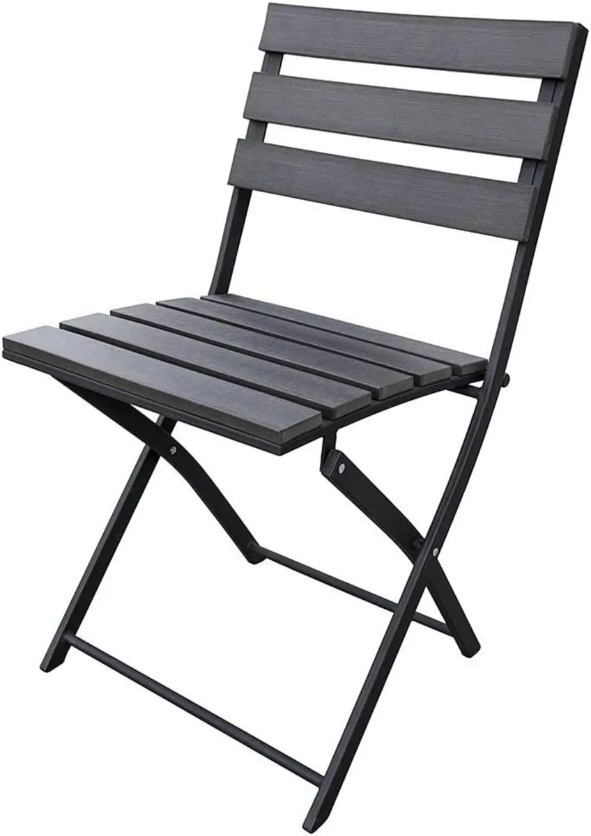 Garden Bistro Set for 2 with Metal Frame Grey - Image 2