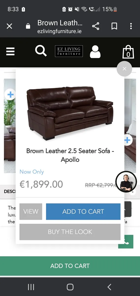Ez Living Supreme Apolo Brown leather suite - Image 1